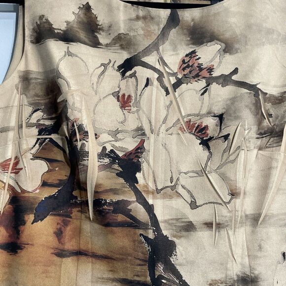 Connected Apparel Women’s 8 Brown Floral Dress Artistic Print Unique Pattern - Picture 3 of 9